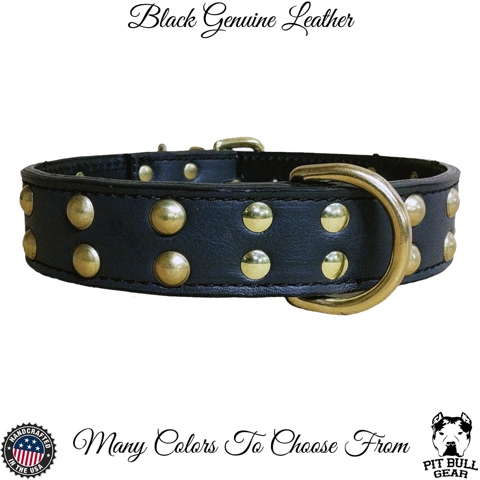 V6 - 1.5" Leather Studded Dog Collar