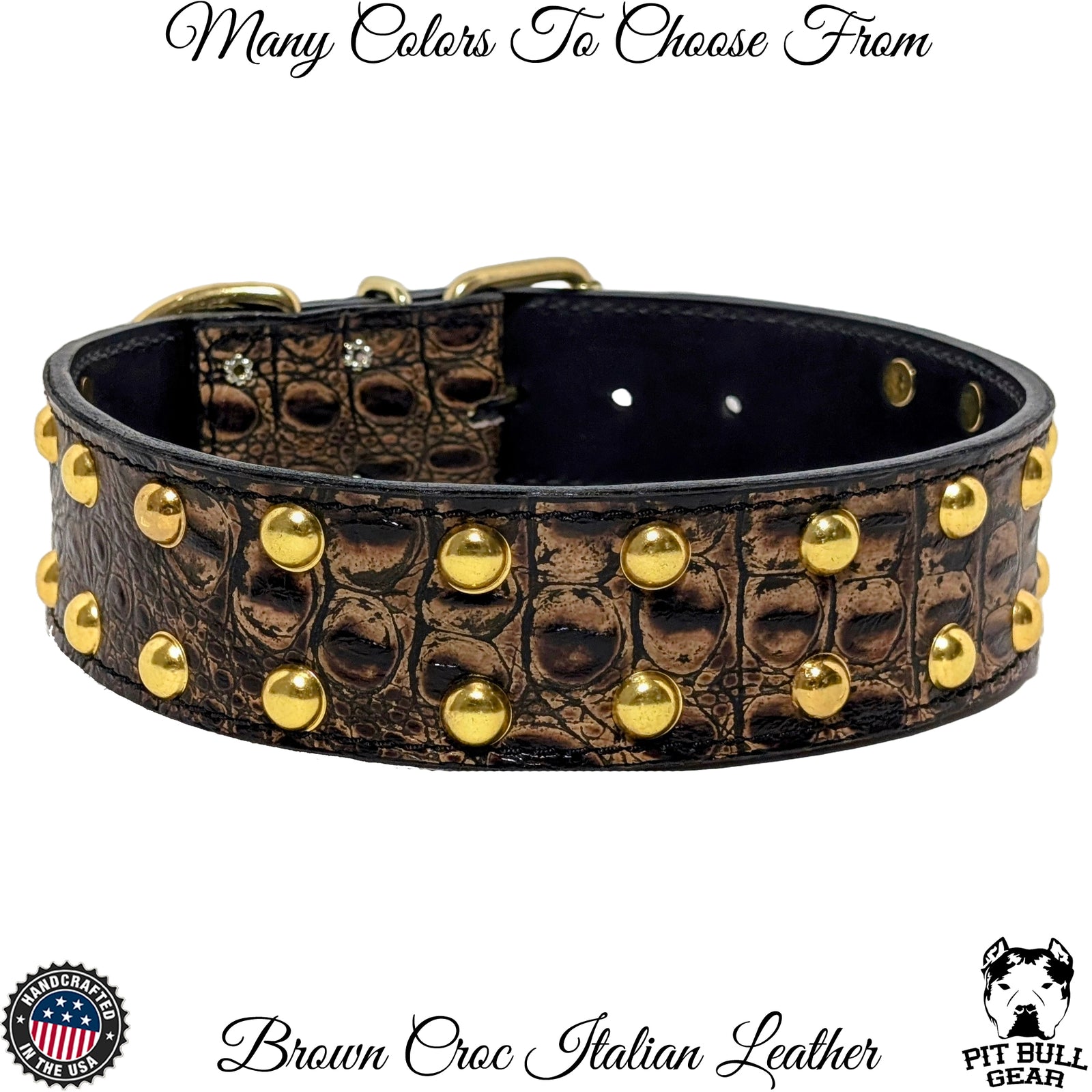 W40 - 2" Wide Studded Leather Dog Collar