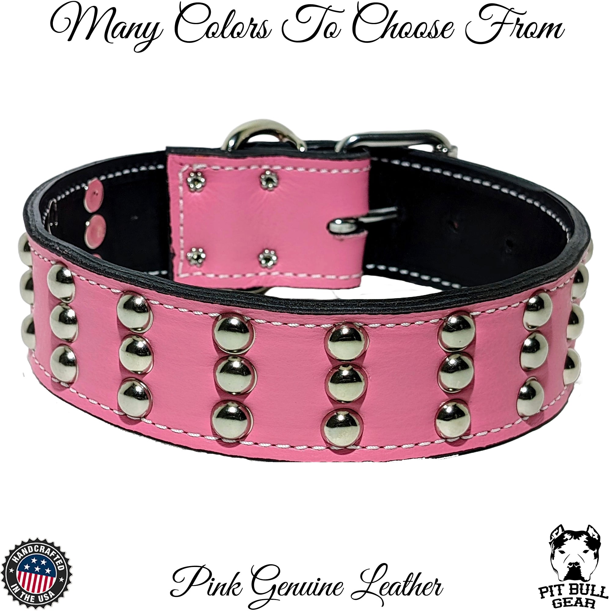 W55 - 2" Wide Studded Leather Dog Collar