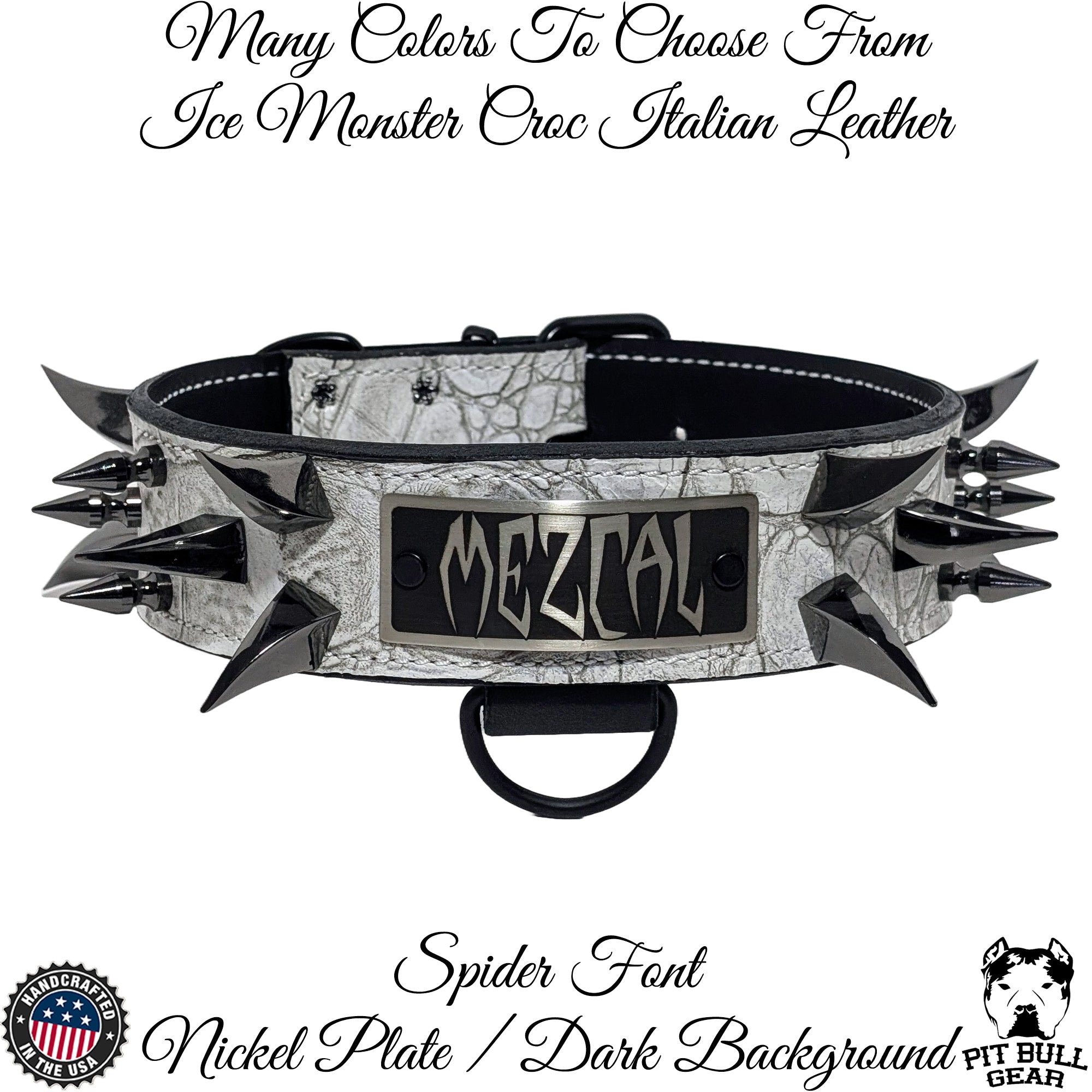 WN14 - 2" Wide Personalized Leather Dog Collar with Spikes