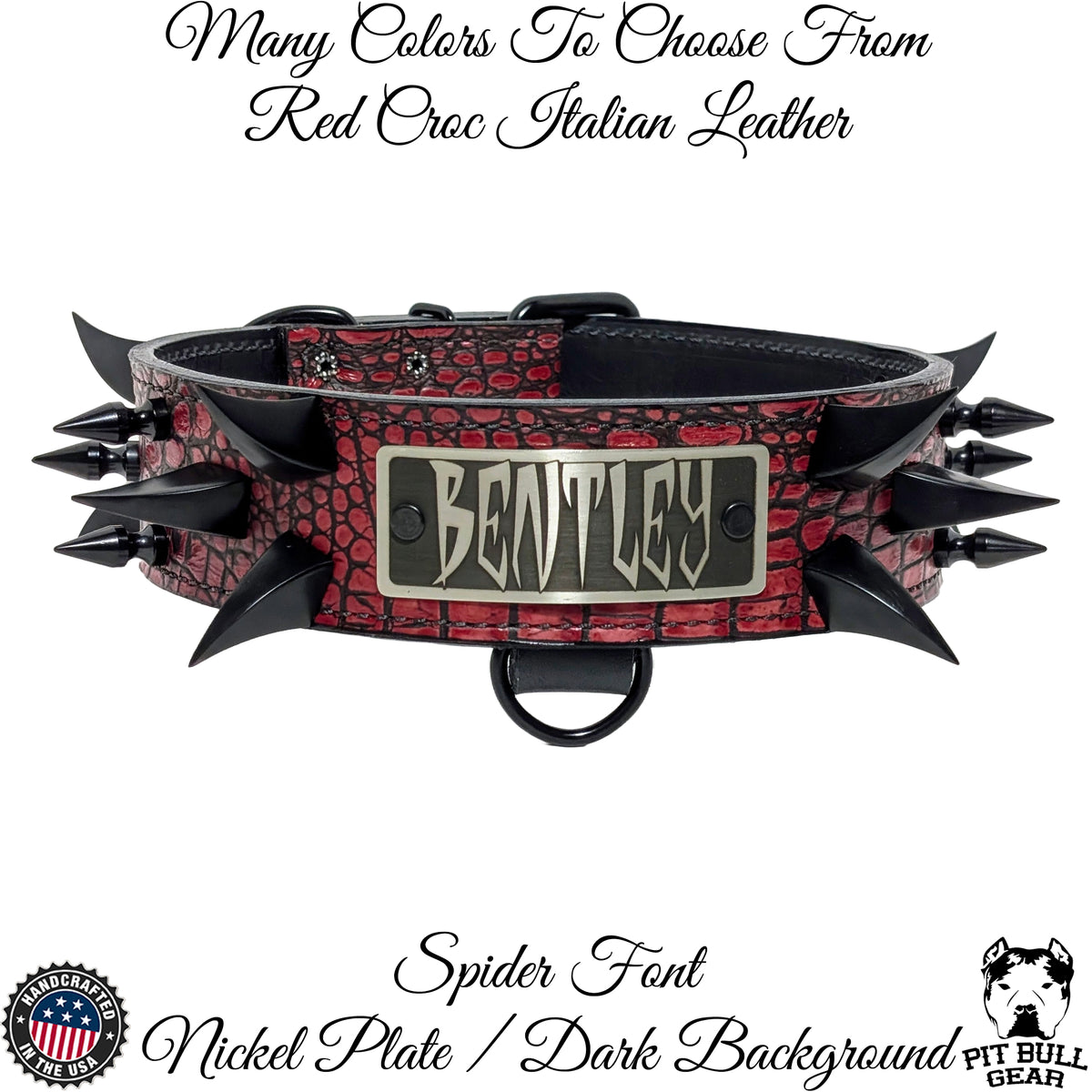 WN14 - 2&quot; Wide Personalized Leather Dog Collar with Spikes