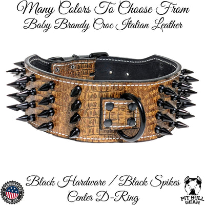 X32 - 3" Wide Leather Dog Collar with Spikes