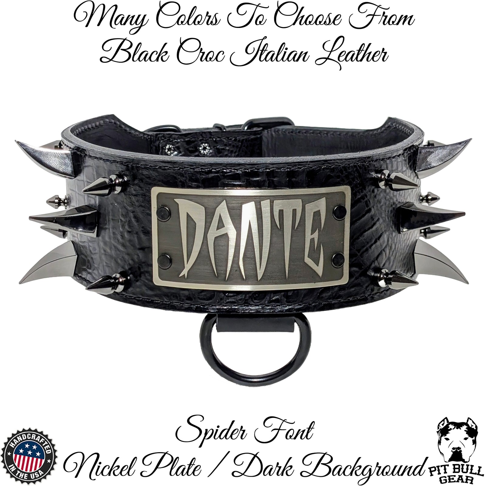 X37 - 3" Wide Personalized Spiked Leather Dog Collar