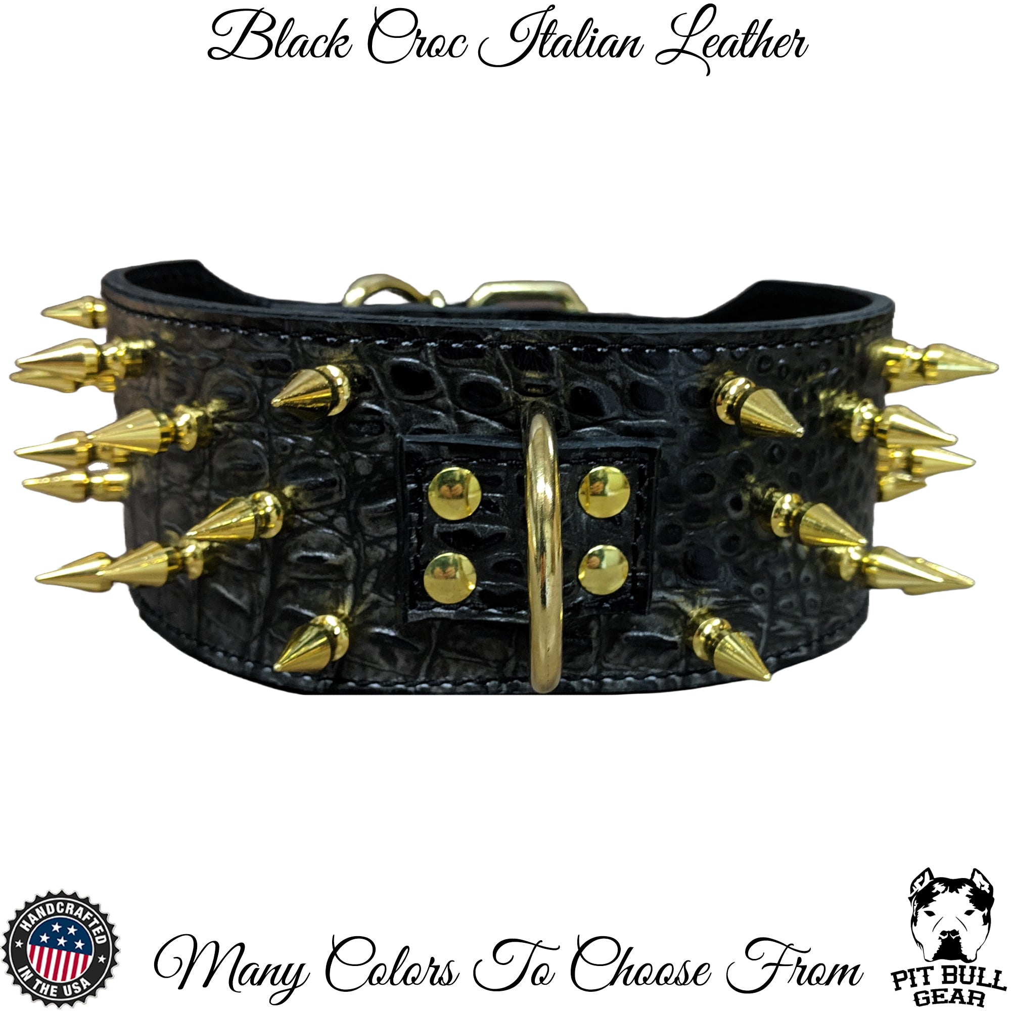 XC5 - 3" Wide Spiked Leather Dog Collar