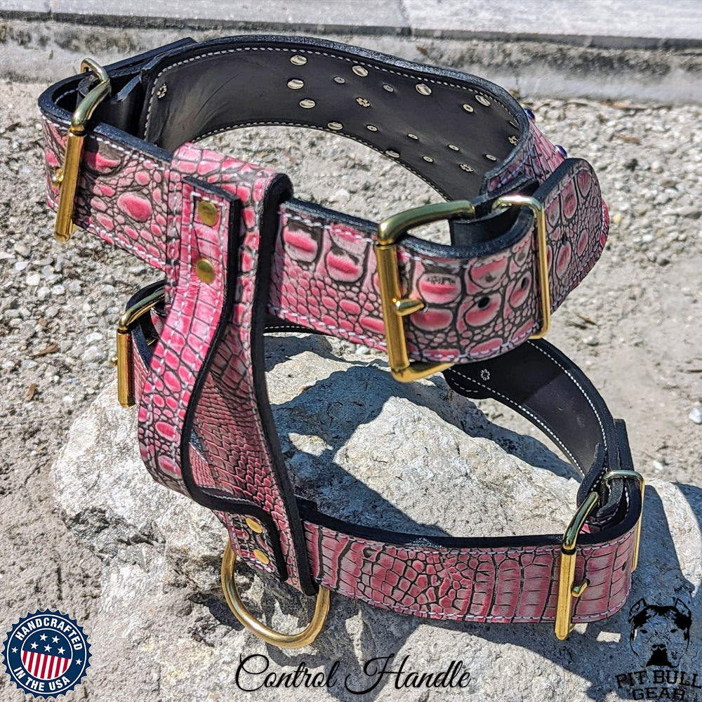 NH9 - Name Plate Dog Harness w/Gems & Bucket Studs