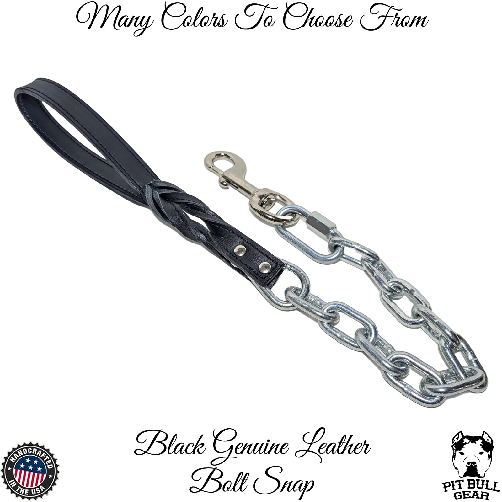 Heavy Chain Lead with Leather Handle - 30"