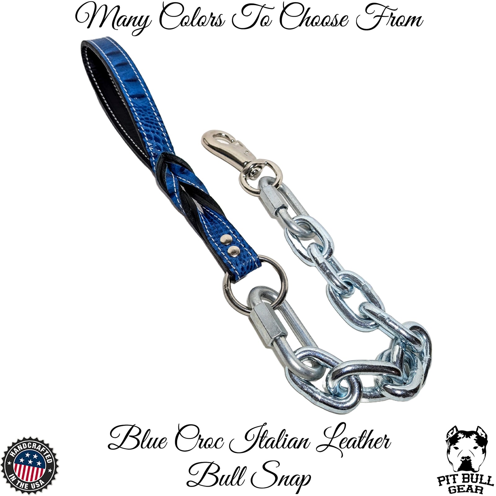 Super Heavy Silver Chain Lead - Twisted Leather Handle  - 30"