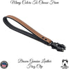 Leather Traffic Lead with Frog Clip Heavy Duty Dog Leash - 15"