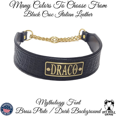 LM7NG - 2" Wide Personalized Leather Martingale Dog Collar