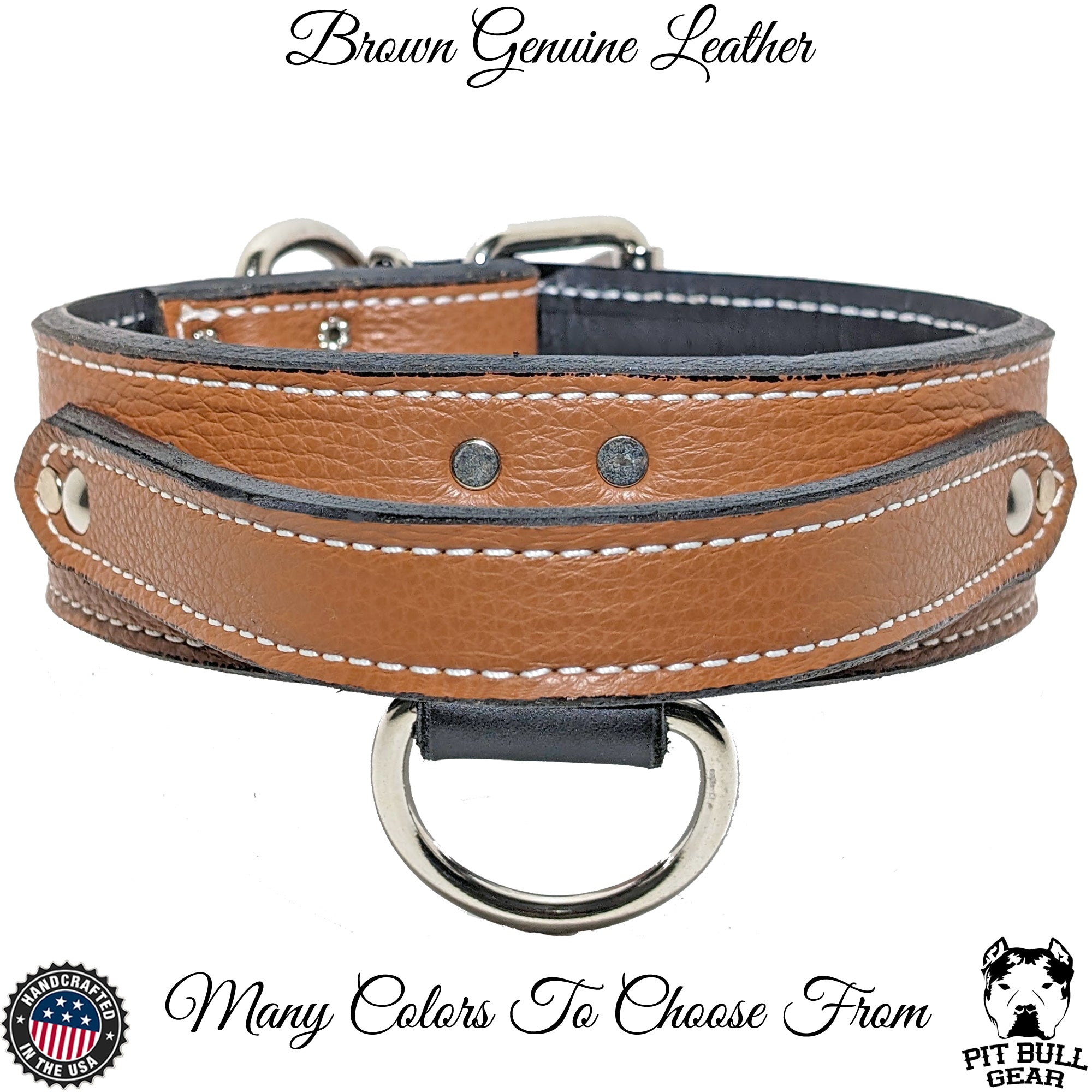 AGT1 - 2" Wide Leather Agitation Dog Collar with Handle