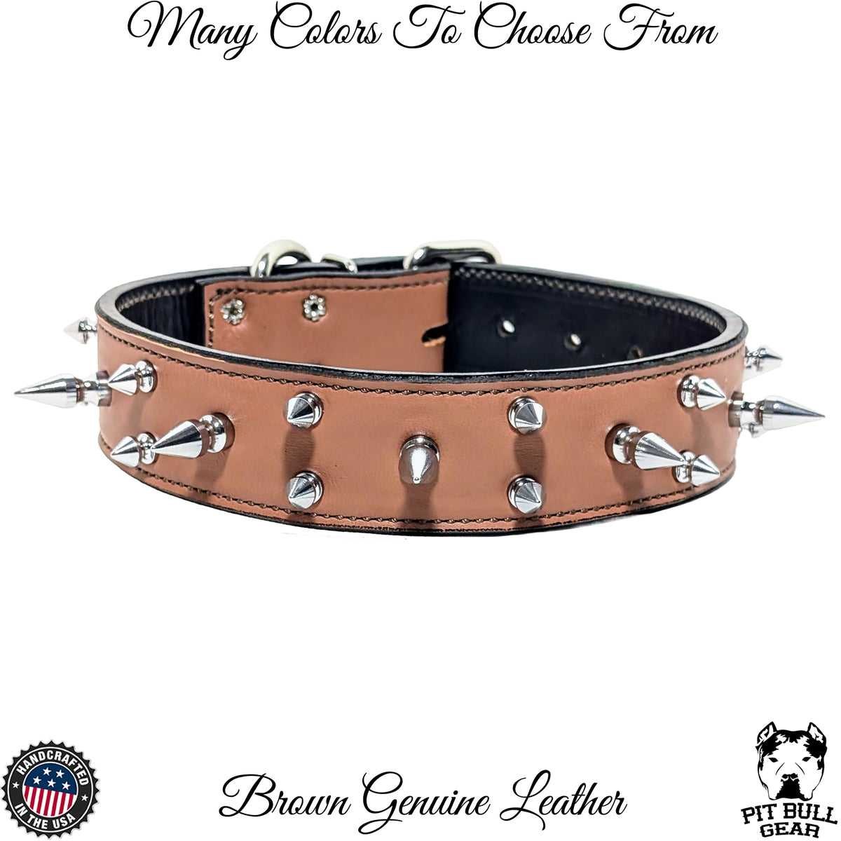 V17 - 1.5&quot; Wide Spiked Leather Dog Collar