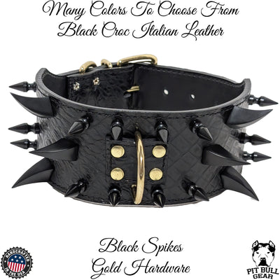 XC30 - 3" Wide Spiked Leather Dog Collar