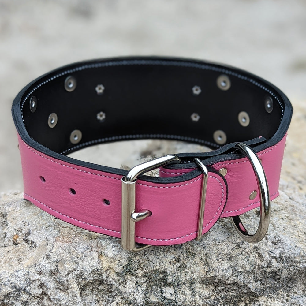 3/4″ Leather Center Ring ID Dog Collar Small Dogs with Custom