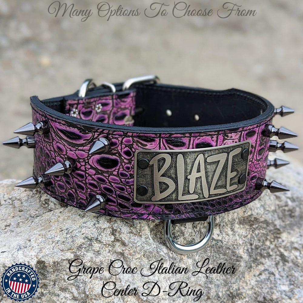 NJ5 - 2.5" Wide Personalized Spiked Collar