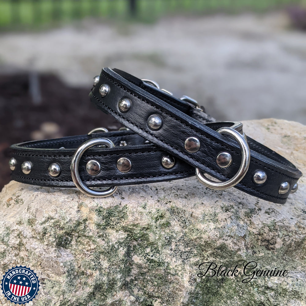 U2 - 1" Wide Studded Leather Dog Collar