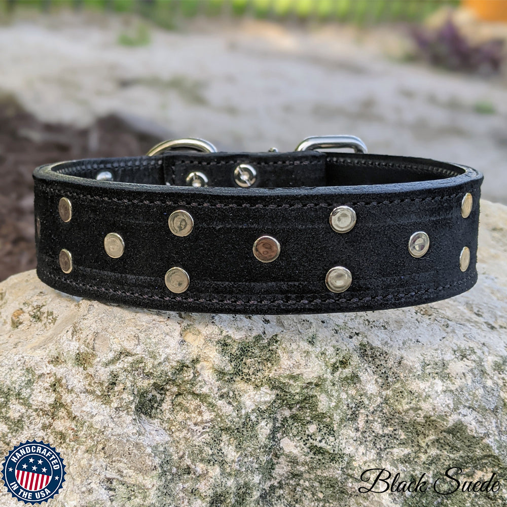 Silver leather dog outlet collar