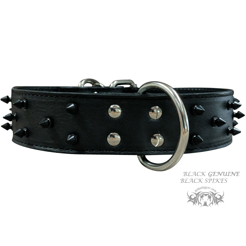 W36 - Collar de cuero con pinchos para perros de 2"