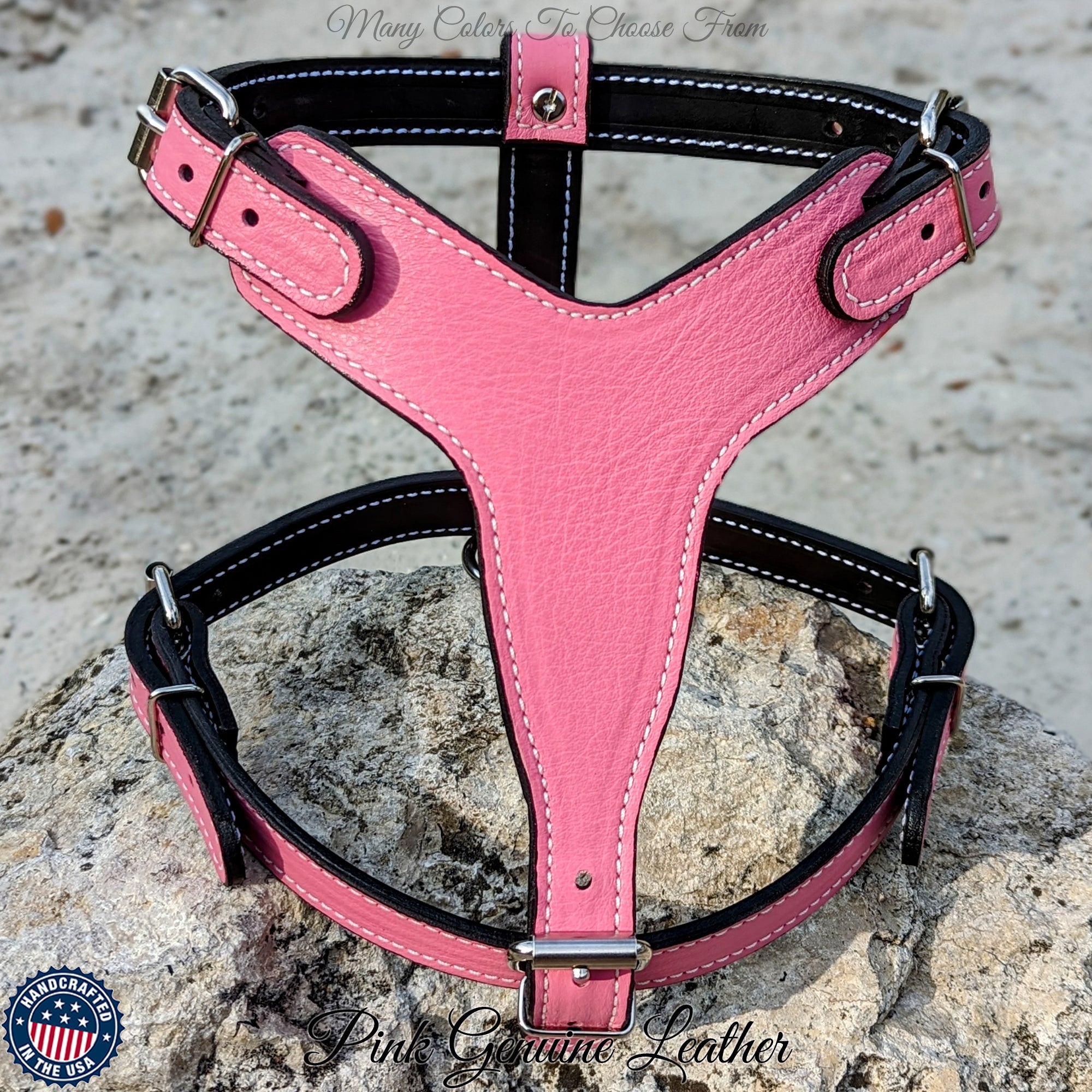 Pink leather dog store harness