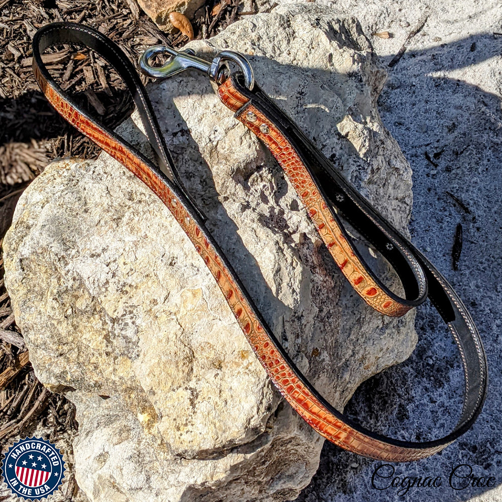 Dual Handle Leather Dog Leash - 1' Wide