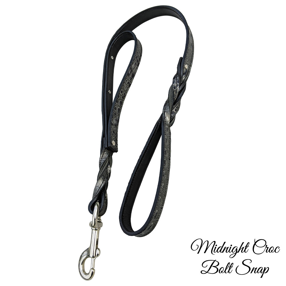 Dual Handle Twisted Leather Leash