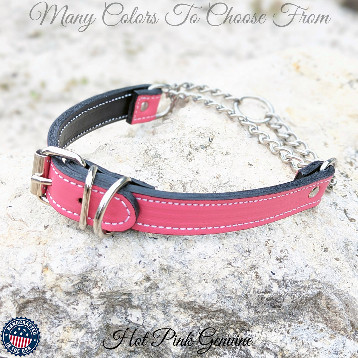 LM1 - Leather Martingale Collar with Buckle - 1&quot;