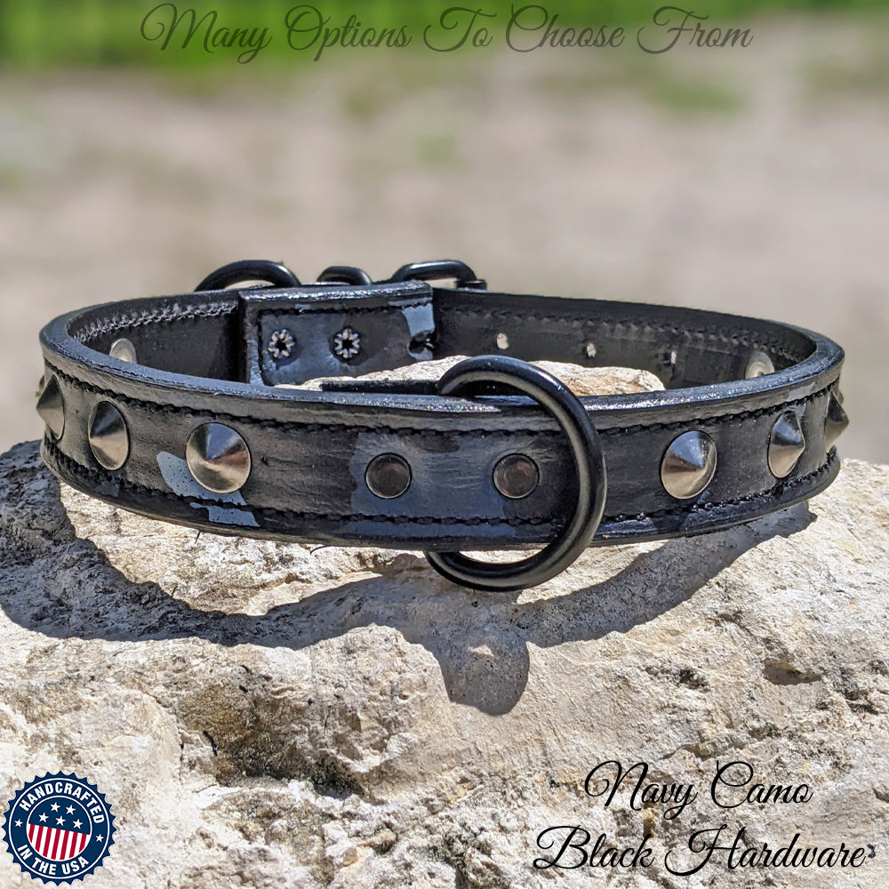 U14 - 1" Cone Studded Leather Collar